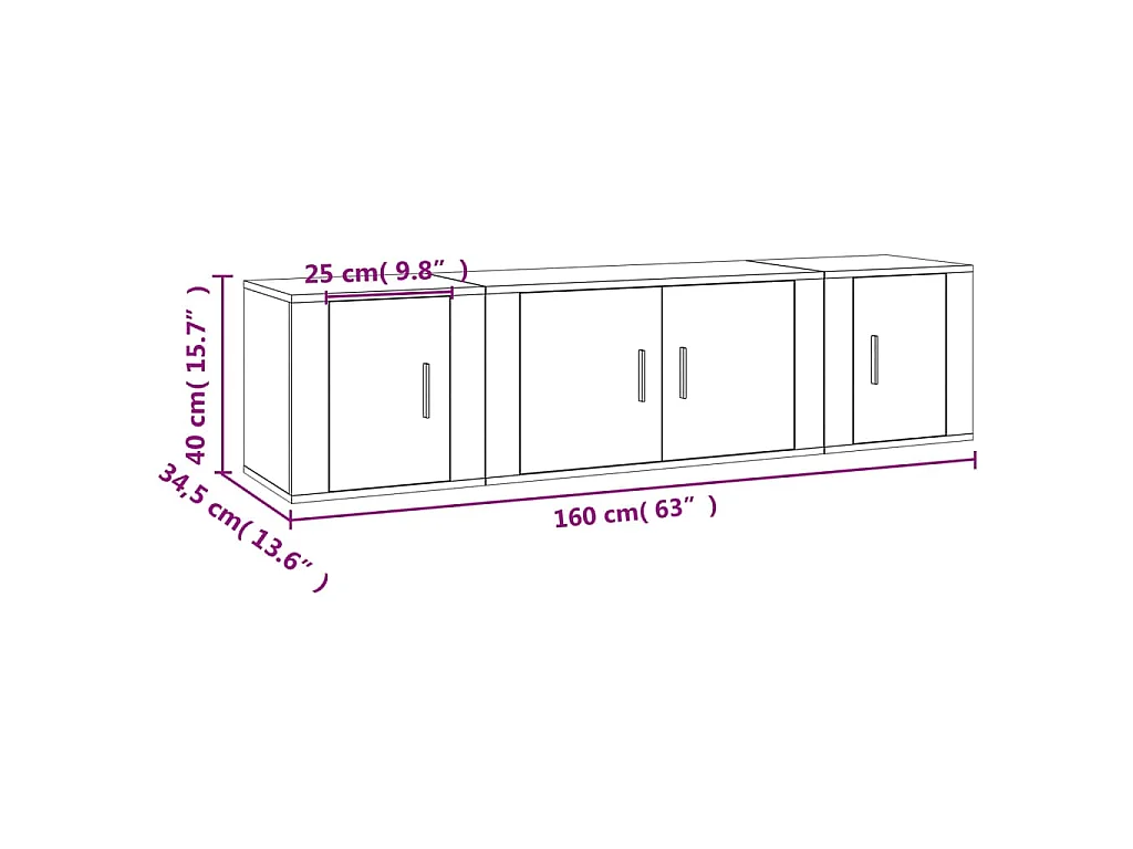 Ensemble de meubles TV 3 pcs Chêne sonoma Bois d'ingénierie