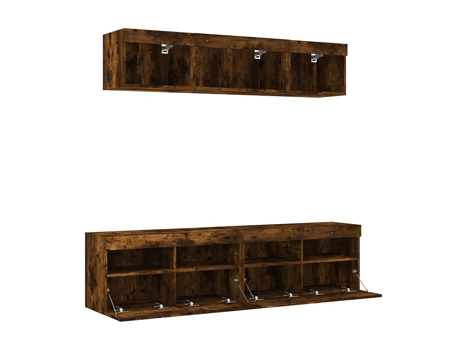 5pcs móveis parede p/ TV c/ LEDs deriv. madeira carvalho fumado