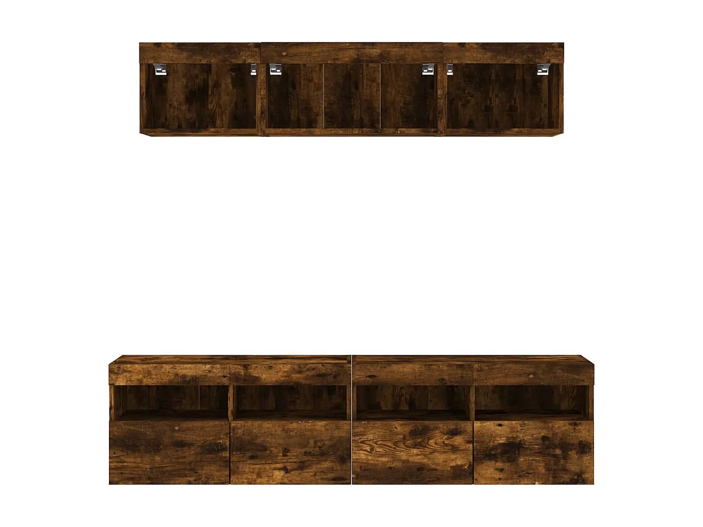 5pcs móveis parede p/ TV c/ LEDs deriv. madeira carvalho fumado