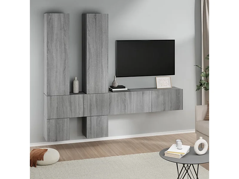 Móvel p/ TV montagem na parede madeira processada sonoma cinza