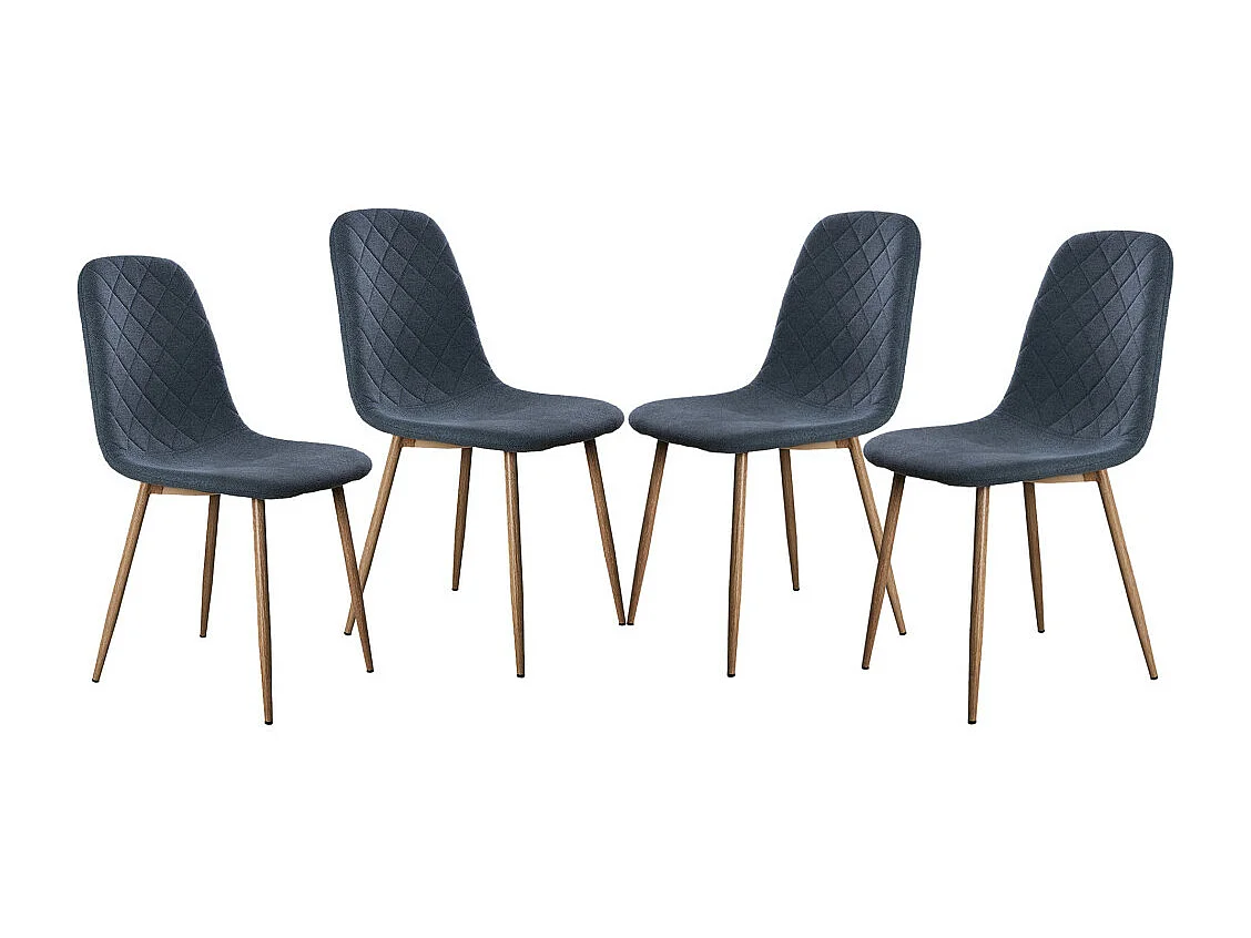 Pack de 4 sillas de comedor de 86x45x54 cm de tela en azul oscuro con patas roble Suiz