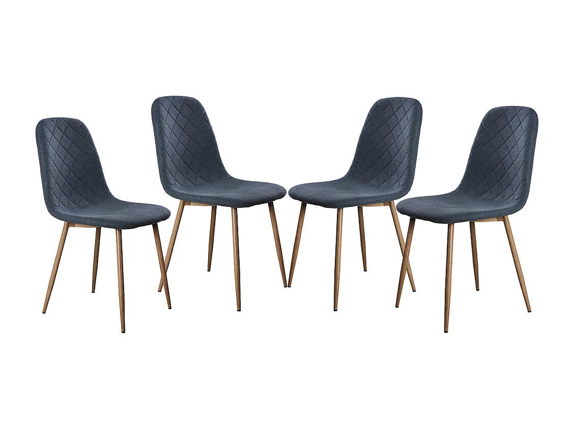 Pack de 4 sillas de comedor de 86x45x54 cm de tela en azul oscuro con patas roble Suiz