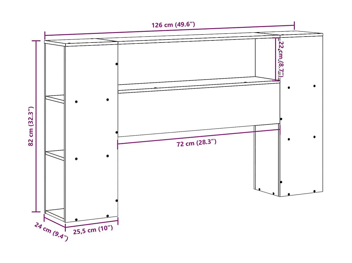 Tête de lit avec rangement 120 cm bois massif de pin