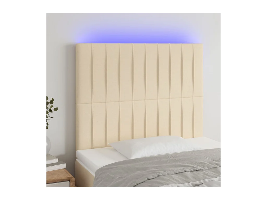 Tête de lit à LED Crème 100x5x118/128 cm Tissu