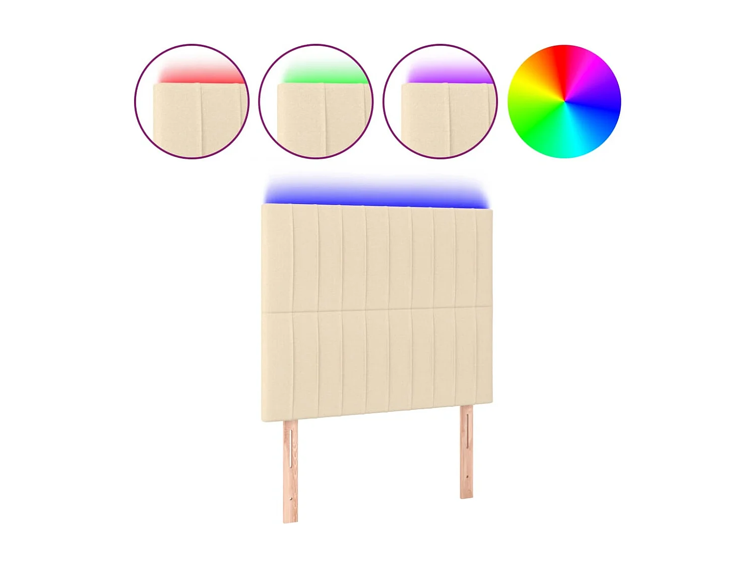 Hoofdbord LED 100x5x118/128 cm stof crèmekleurig