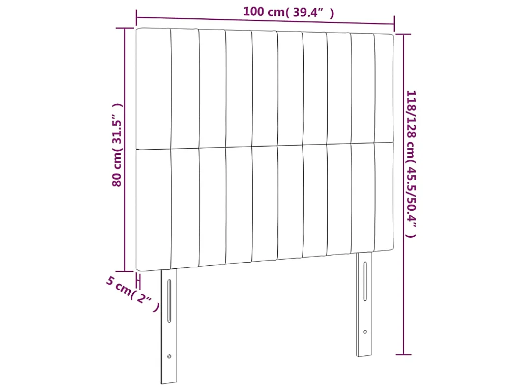 Tête de lit à LED Crème 100x5x118/128 cm Tissu