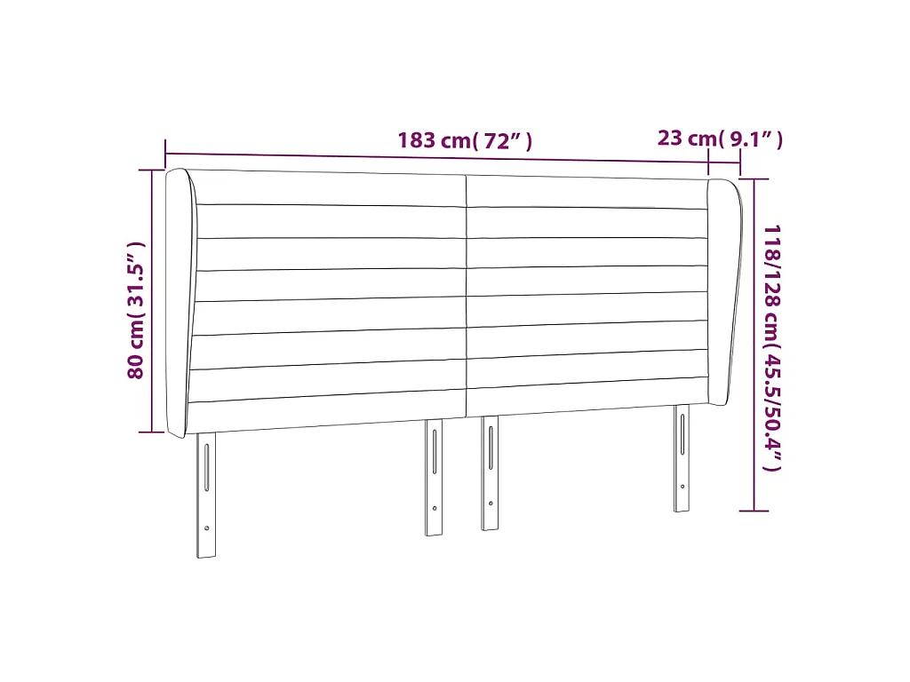 Kopfteil mit Ohren Taupe 183x23x118/128 cm Stoff