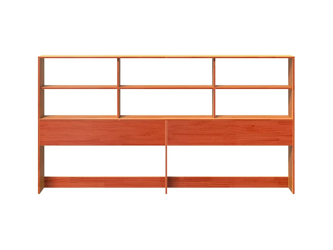 Tête de lit avec rangement cire marron 200cm bois massif de pin