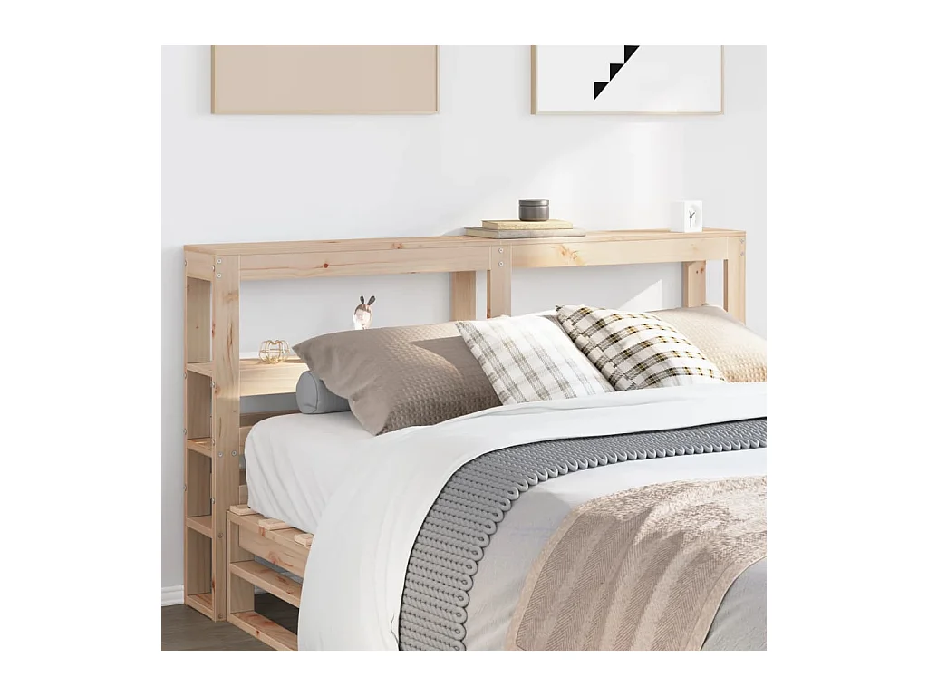 Tête de lit avec étagères 160 cm bois massif de pin