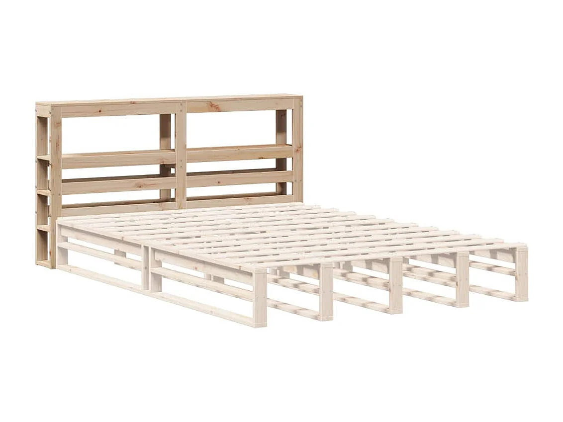 Kopfteil mit Ablagen 160 cm Massivholz Kiefer