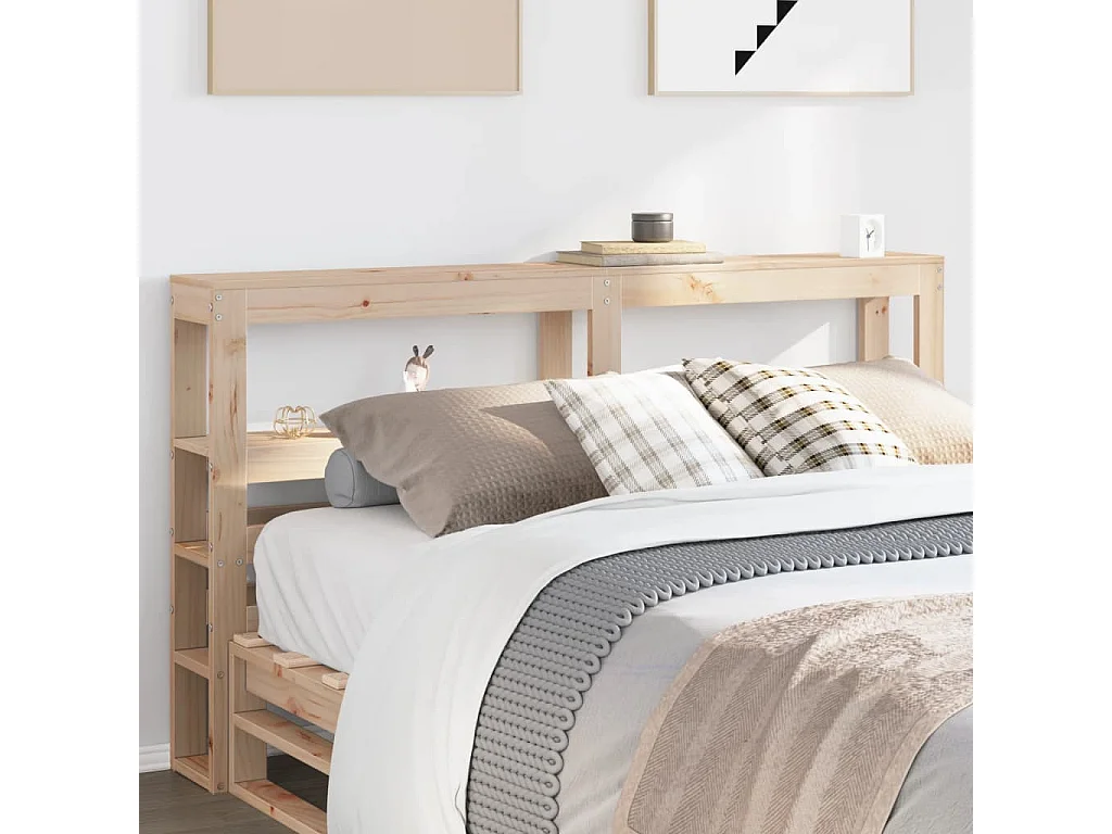 Tête de lit avec étagères 160 cm bois massif de pin