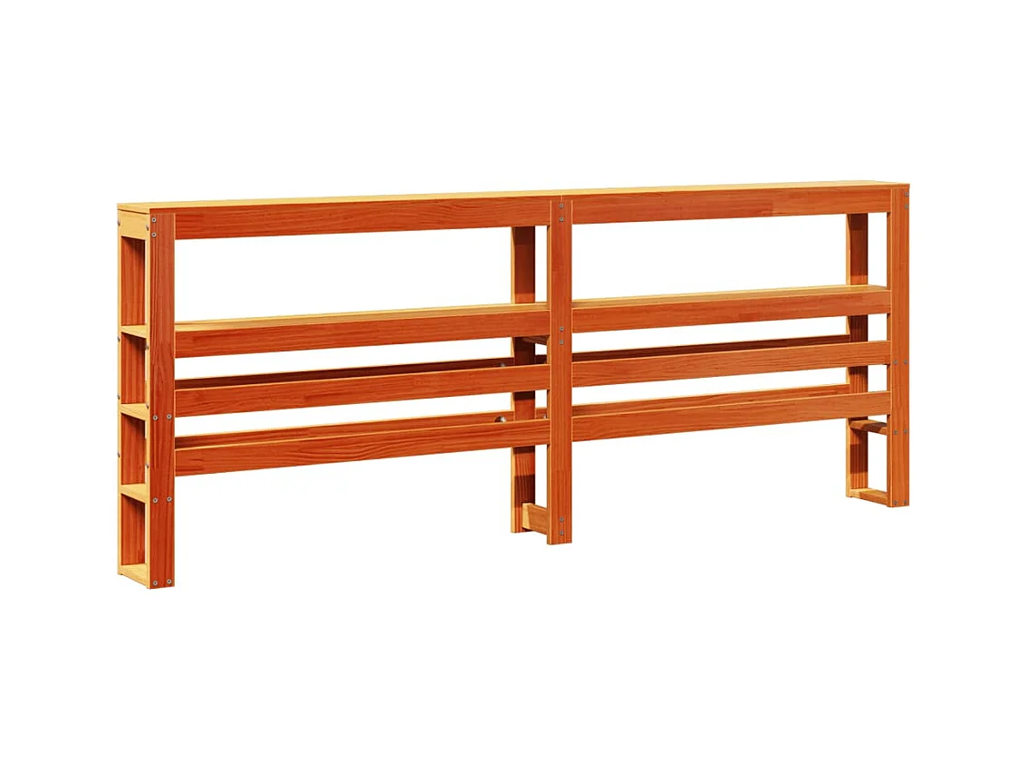 Kopfteil mit Ablagen Wachsbraun 180 cm Massivholz Kiefer