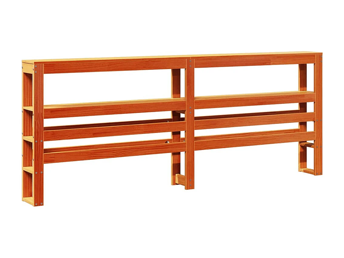 Testiera con Ripiani Marrone Cera 180 cm Legno Massello di Pino