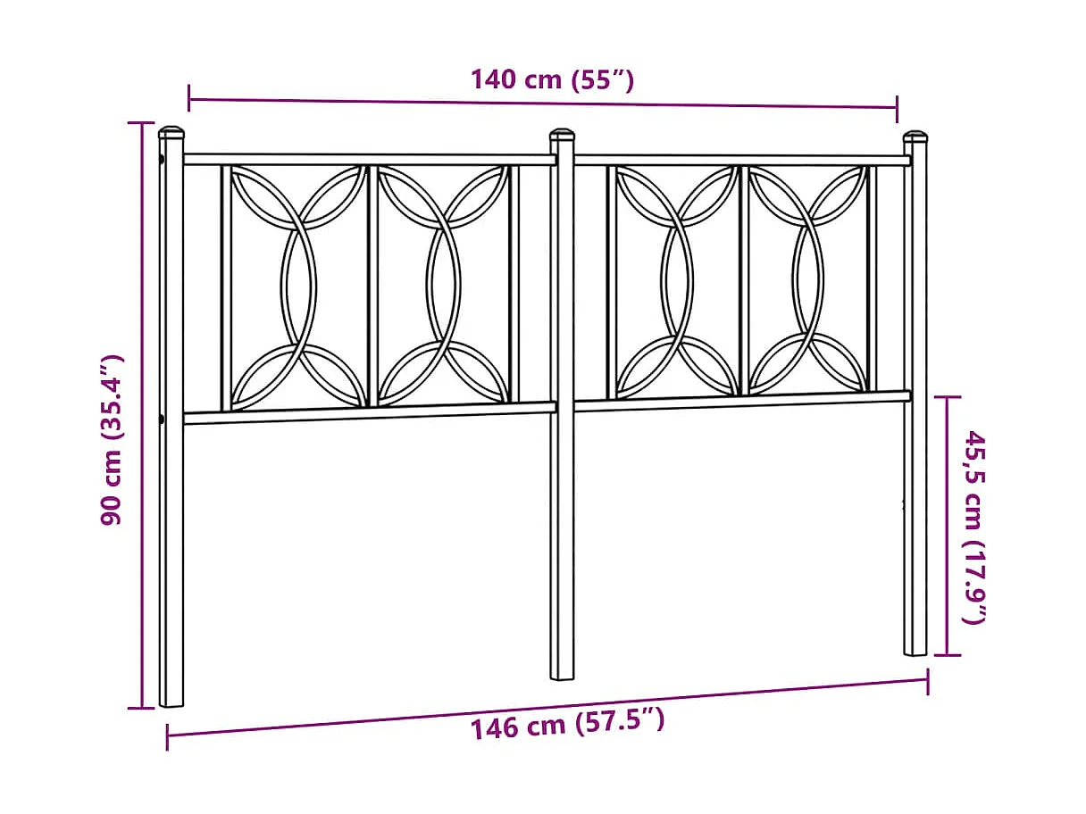 Testiera in Metallo Bianco 140 cm