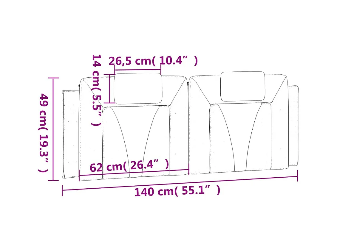 Hoofdbordkussen "Viana" 140 cm kunstleer cappuccinokleurig
