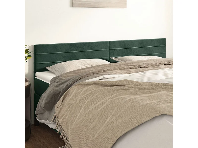 Hoofdborden 2 st 90x5x78/88 cm fluweel donkergroen