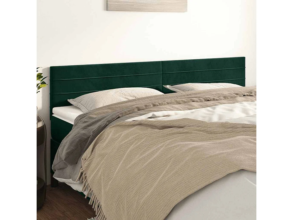 Hoofdborden 180x5x78/88 cm fluweel donkergroen