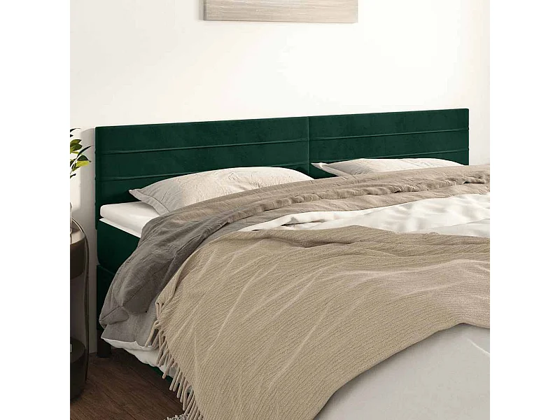 Kopfteile 2 Stk. Dunkelgrün 90x5x78/88 cm Samt