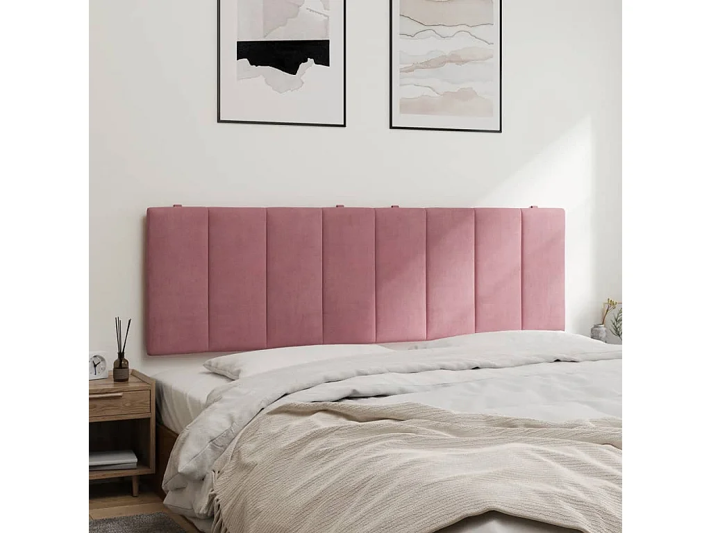Coussin de tête de lit Hanko rose 160 cm velours