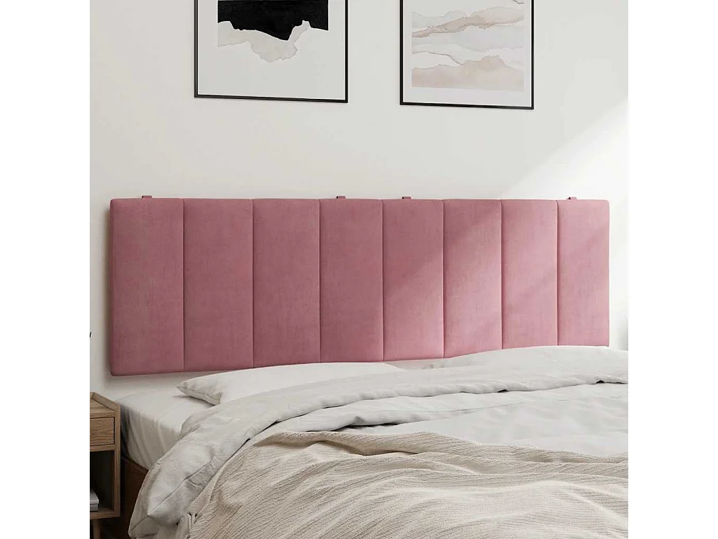 Coussin de tête de lit Hanko rose 160 cm velours