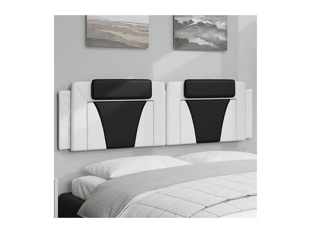 Hoofdbordkussen "Viana" 180 cm kunstleer wit en zwart
