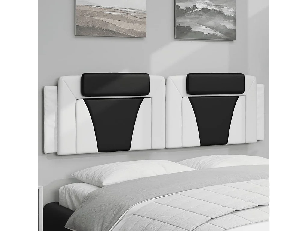 Coussin de tête de lit Viana blanc et noir 180 cm similicuir