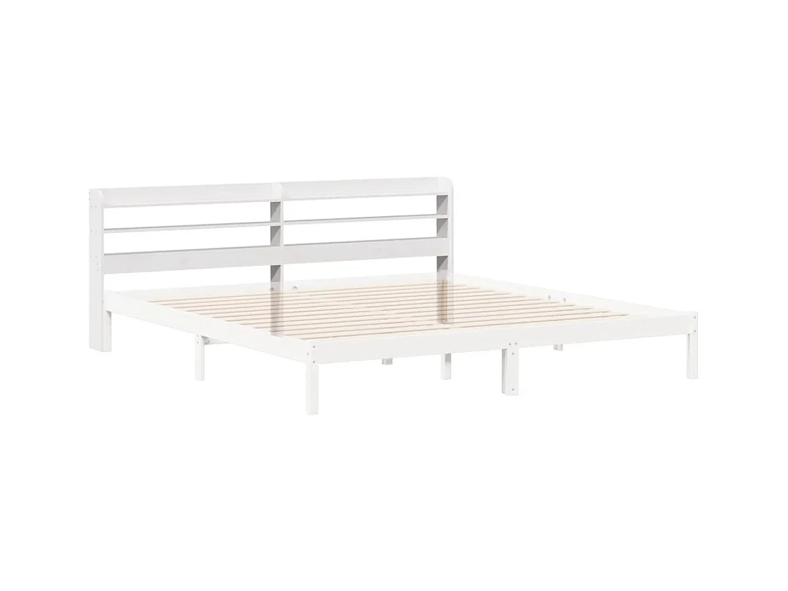 Hoofdbord met schappen 180 cm massief grenenhout wit