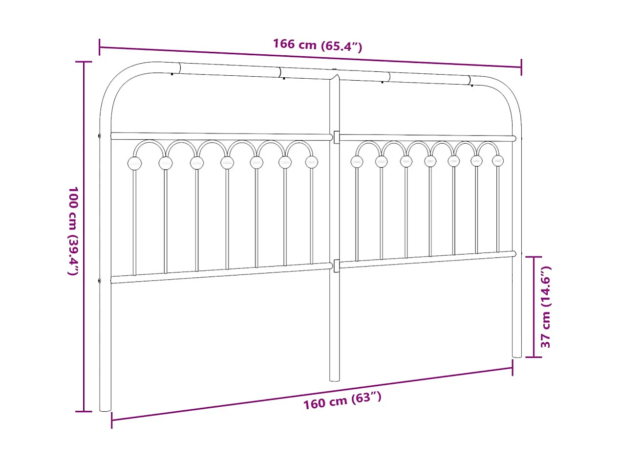 Cabecero de metal negro 160 cm