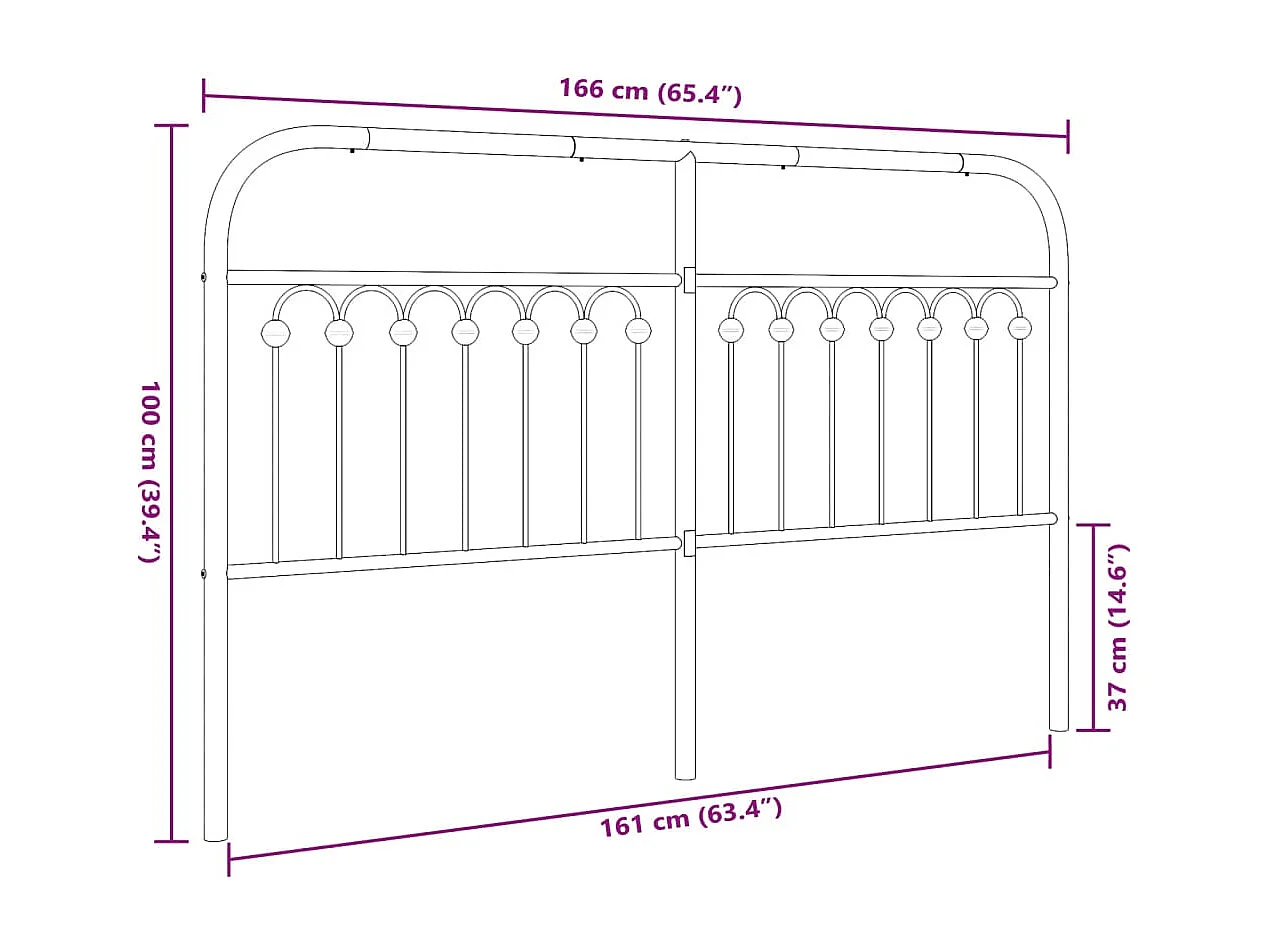 Cabecero de metal negro 160 cm