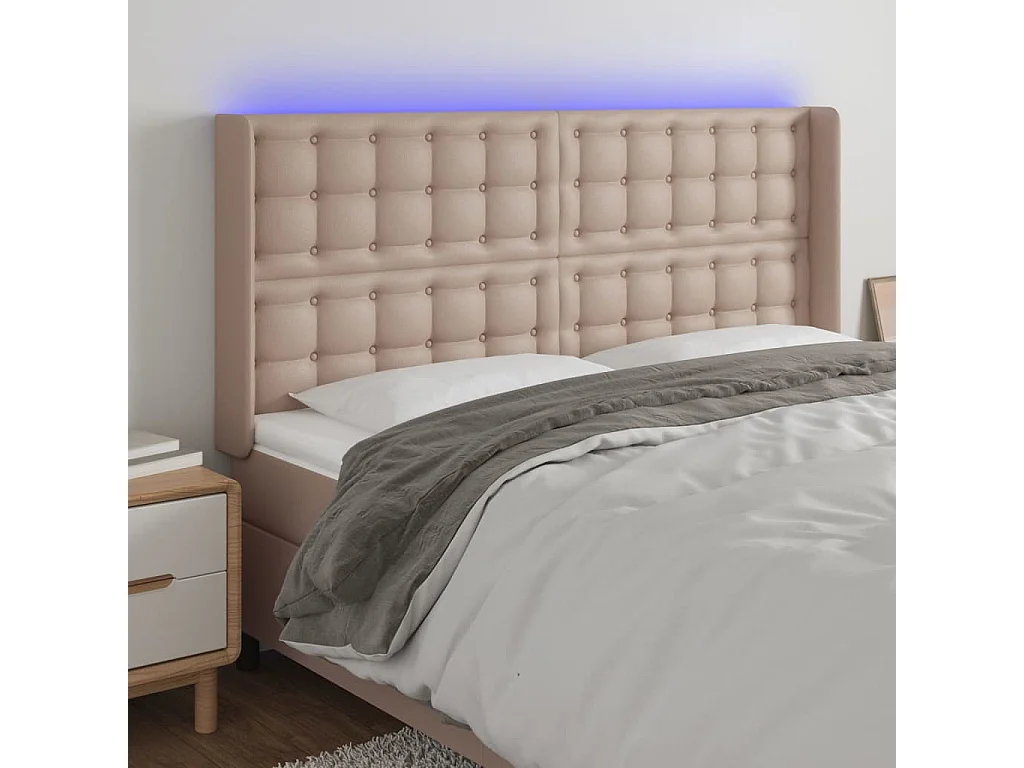 Tête de lit à LED Cappuccino 163x16x118/128 cm Similicuir