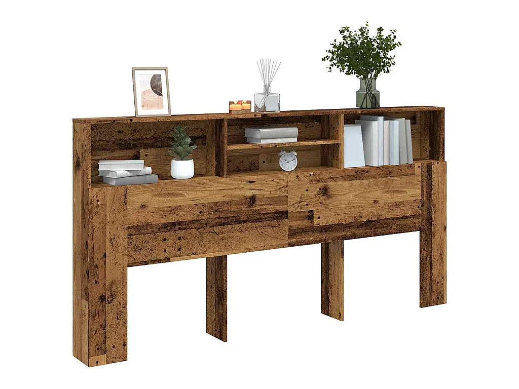 Hoofdbordkast 200x19x103,5 cm bewerkt hout oud houtkleurig