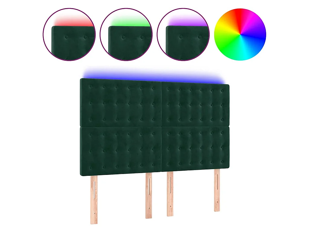 Tête de lit à LED Vert foncé 144x5x118/128 cm Velours