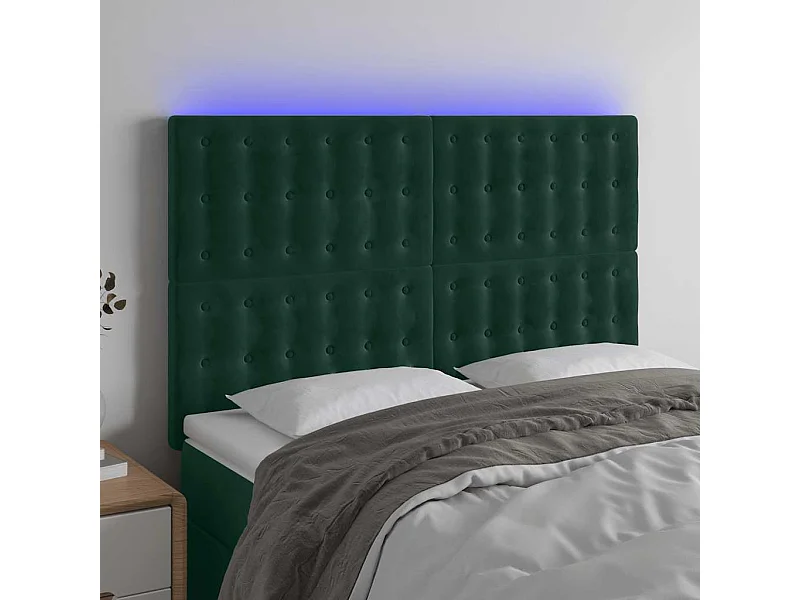Tête de lit à LED Vert foncé 144x5x118/128 cm Velours