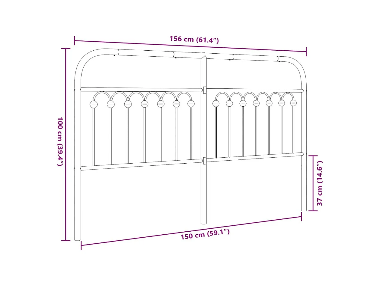 Tête de lit métal noir 150 cm