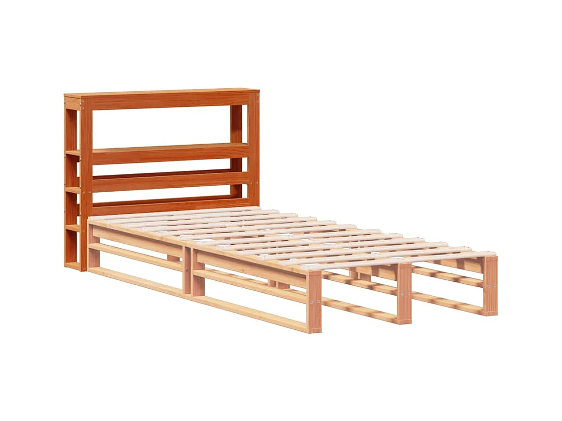 Kopfteil mit Ablagen Wachsbraun 90 cm Massivholz Kiefer