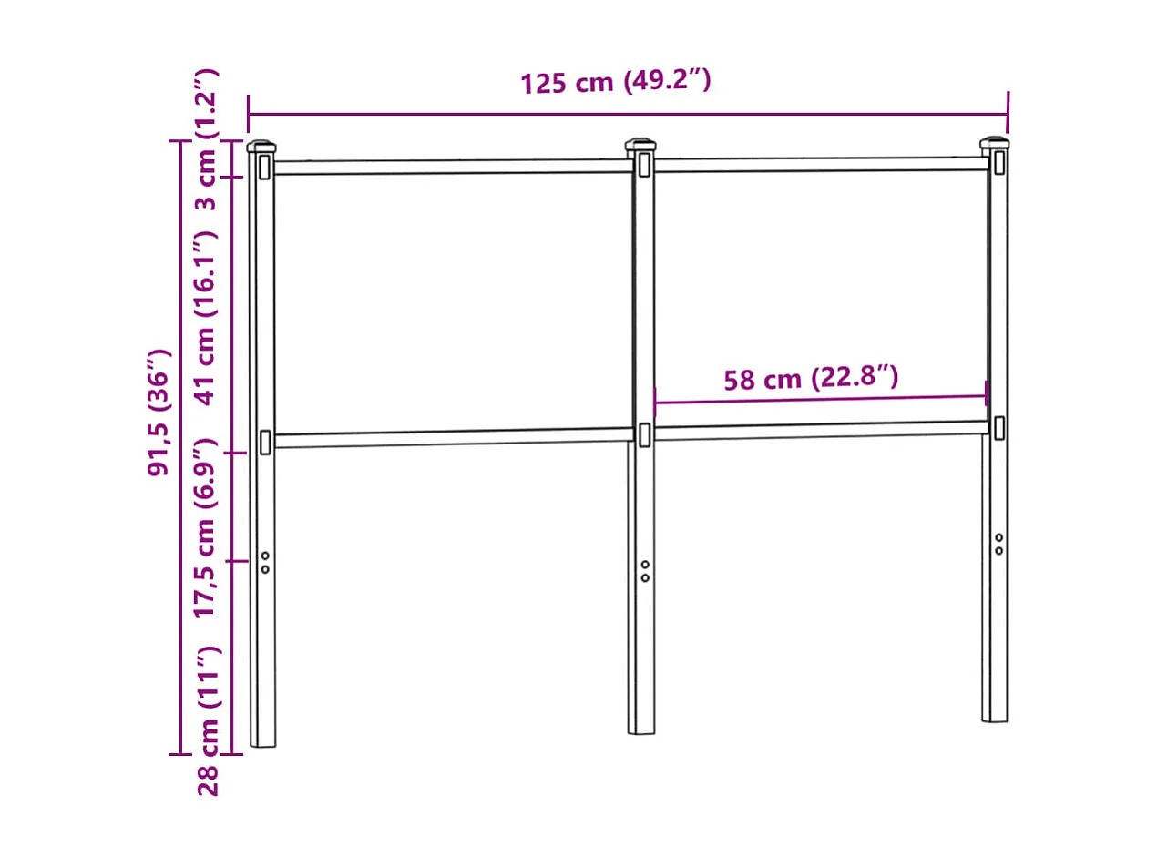 Tête de lit chêne fumé 120 cm bois d'ingénierie et acier