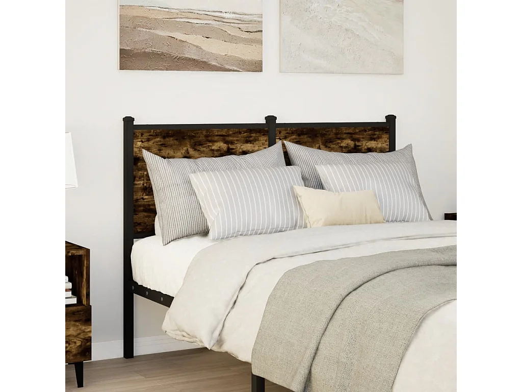 Tête de lit chêne fumé 120 cm bois d'ingénierie et acier