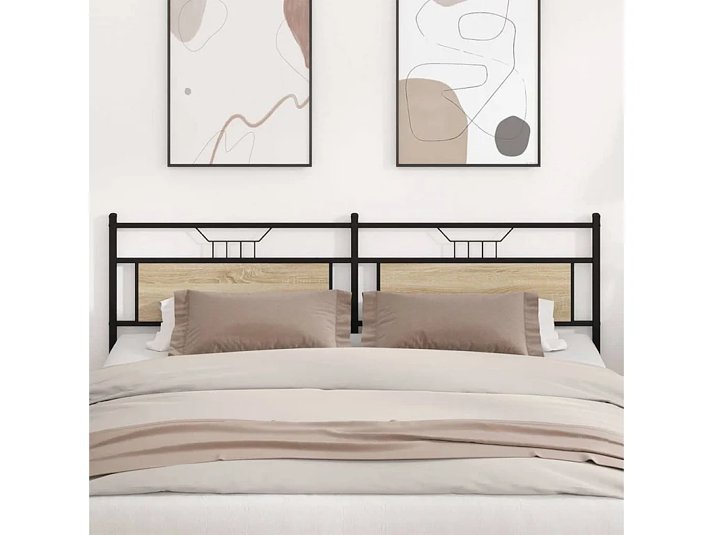 Testiera Rovere Sonoma 200 cm in Legno Multistrato e Acciaio