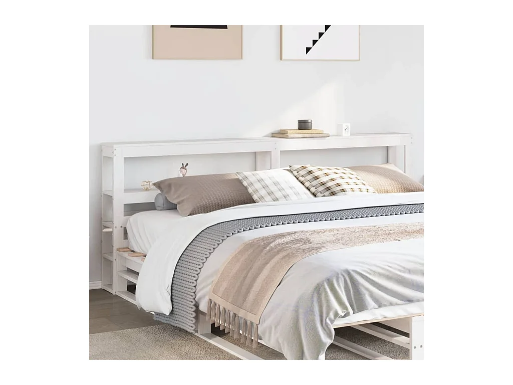 Tête de lit avec étagères blanc 180 cm bois massif de pin
