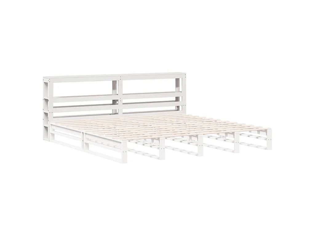 Tête de lit avec étagères blanc 180 cm bois massif de pin