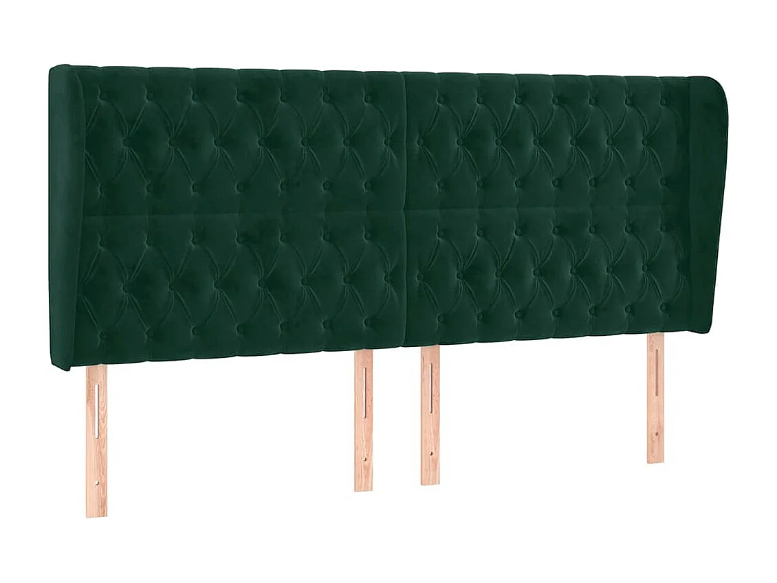 Tête de lit avec oreilles Vert foncé 183x23x118/128 cm Velours