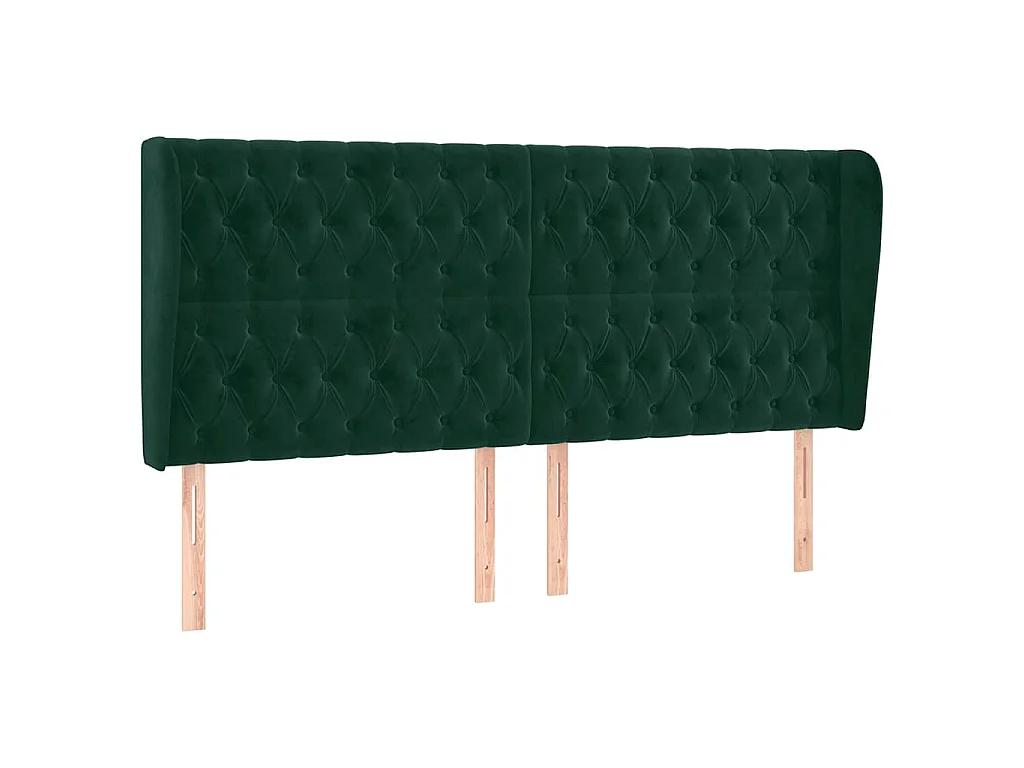 Tête de lit avec oreilles Vert foncé 183x23x118/128 cm Velours