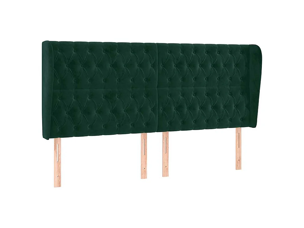 Tête de lit avec oreilles Vert foncé 183x23x118/128 cm Velours