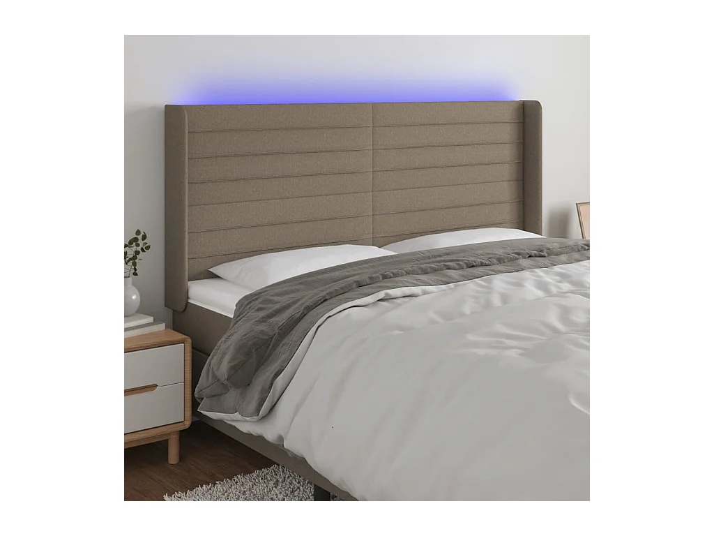 Tête de lit à LED Taupe 163x16x118/128 cm Tissu