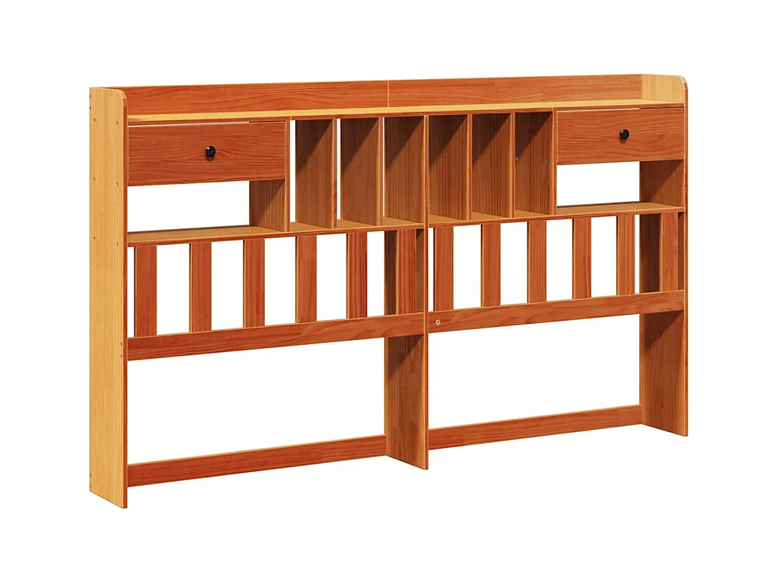 Tête de lit avec rangement cire marron 200cm bois massif de pin