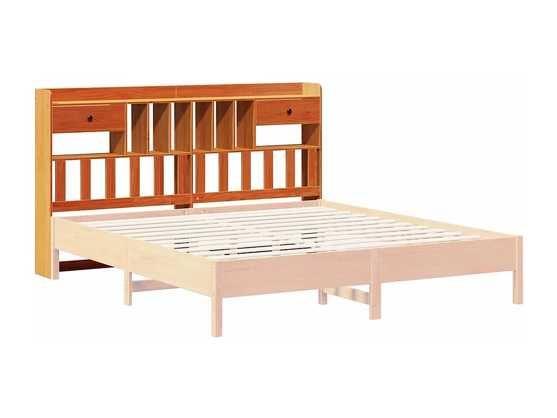 Tête de lit avec rangement cire marron 200cm bois massif de pin