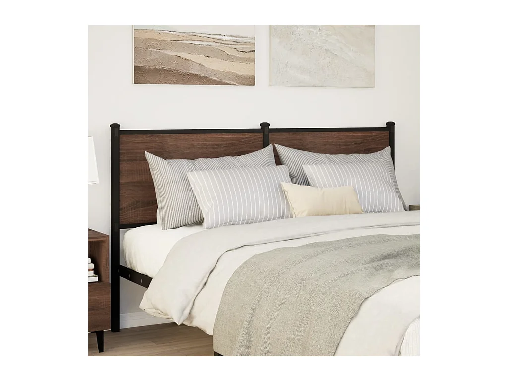 Cabeceira de cama 150cm derivados madeira/aço carvalho castanho