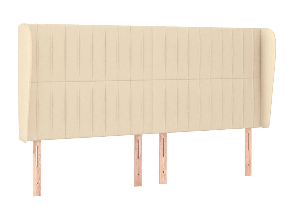 Hoofdbord met randen 203x23x118/128 cm stof crèmekleurig