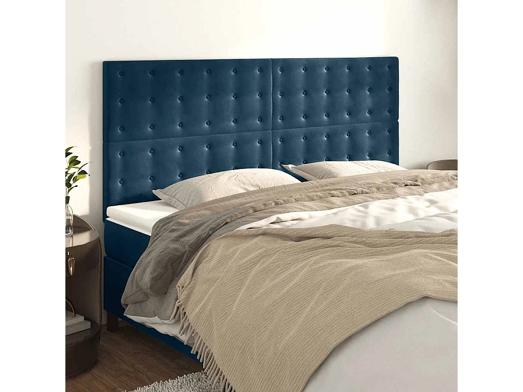 Cabeceira Azul Escuro 160x5x118/128 cm Veludo