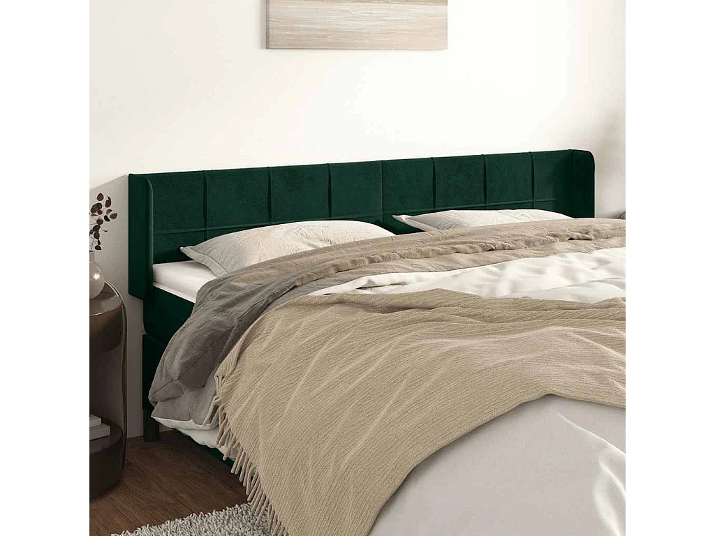 Kopfteil mit Ohren Dunkelgrün 183x16x78/88 cm Samt